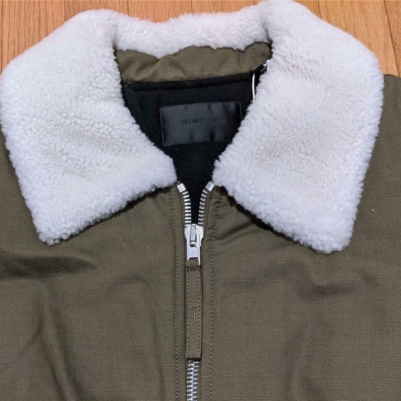 Mens HELMUT LANG Shearling Collar Bomber Jacket - Picture 3 of 3